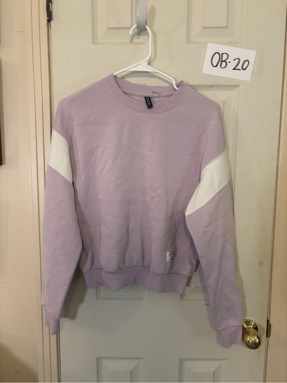 Divided Lavender Crewneck with White Sleeve Panels